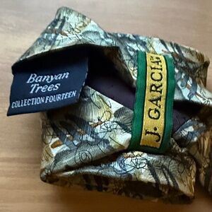 Grateful Dead Jerry Garcia Gold & Green Floral Silk Tie